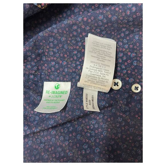 J Crew Top Mens Large Blue Slim Ditsy Floral Button Down Long Sleeve Preppy - Picture 8 of 14